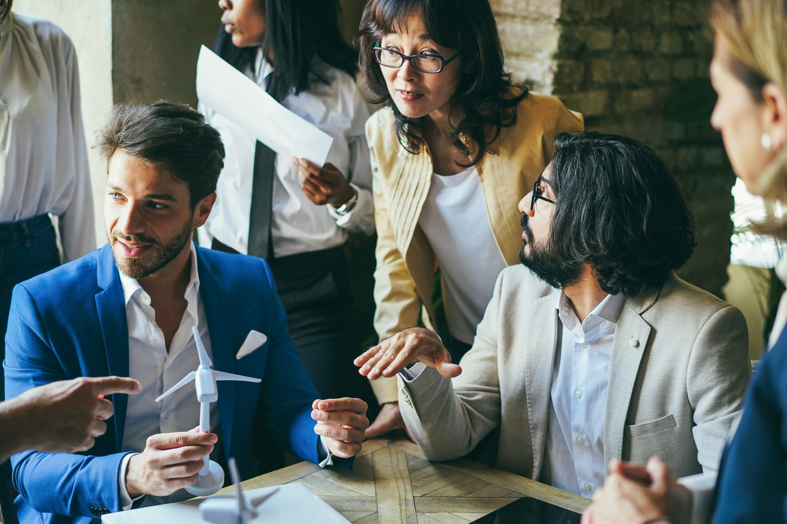 A business development consulting company working together.